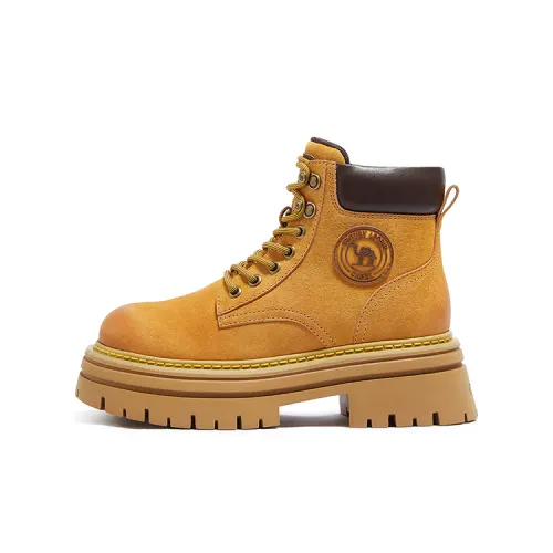 CAMEL Camel Thick-soled Height-increasing Rhubarb Boots Classic and Versatile Workwear Outdoor Non-slip and Wear-Resistant Martin Boots 6cm Women's Style