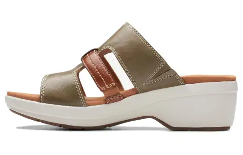 Clarks Slide Slippers 5.5cm Women's Olive Green