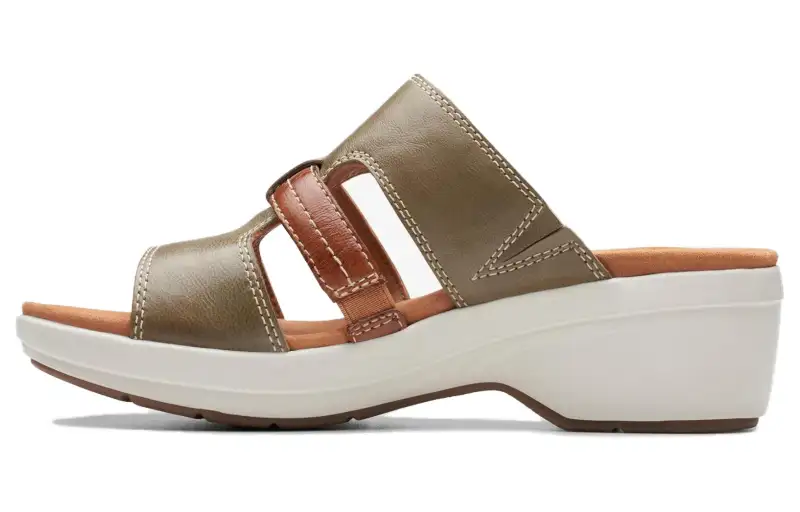 Clarks Slide Slippers 5.5cm Women's Olive Green