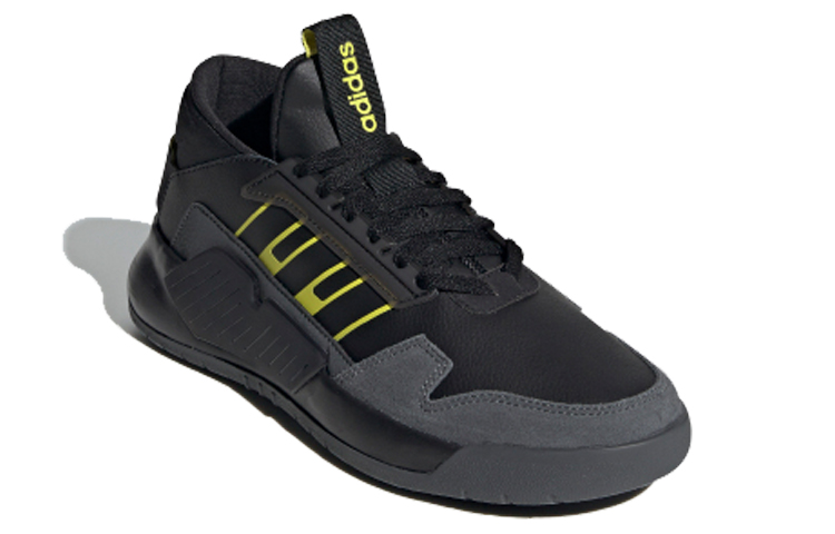 Мужские кеды adidas neo BBALL90S (черно-серо-желтый) — фото 2