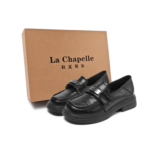 La Chapelle college style JK sweet little leather shoes, tall and slim, simple temperament, trendy and comfortable, loafers 3.3cm, female, black