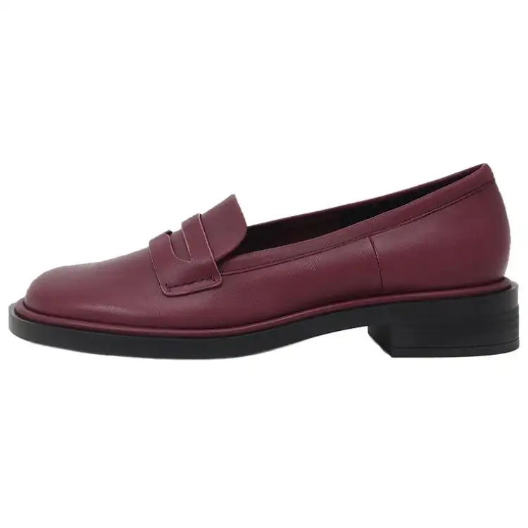 CHARLES&KEITH Rumi Cow Leather Mary Jane Shoes Women's Burgundy