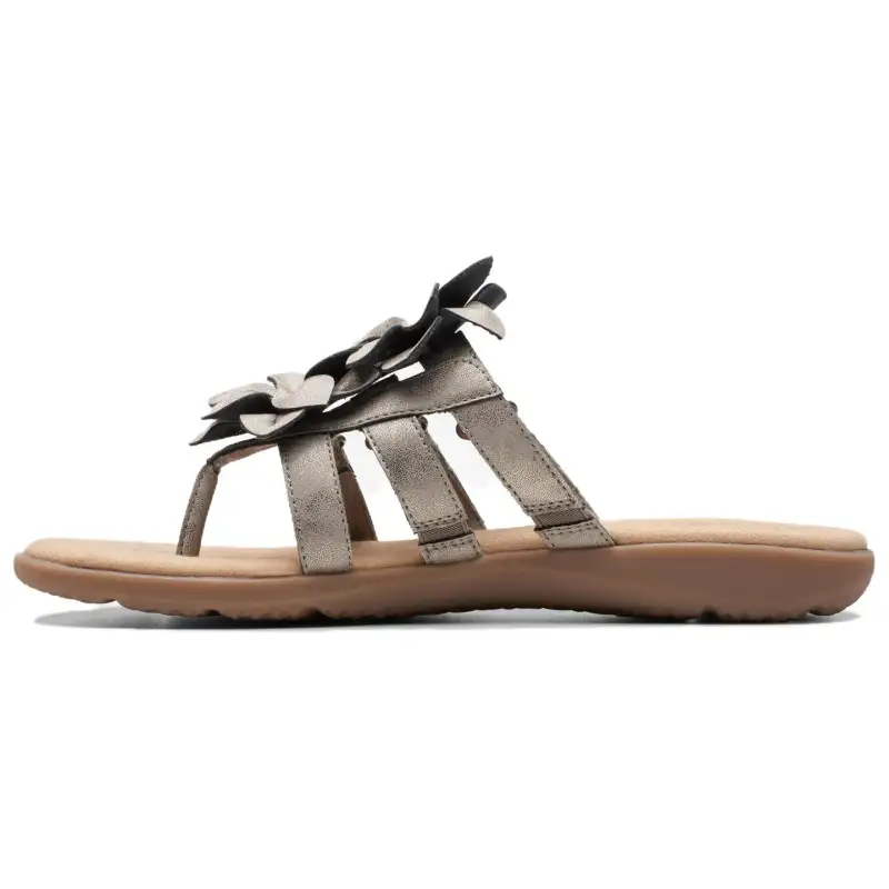 Clarks Rubber Sole Slip Resistant Flip Flops Women's Silver