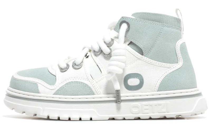 OETZI Mid top Skateboard Shoes Unisex White Blue