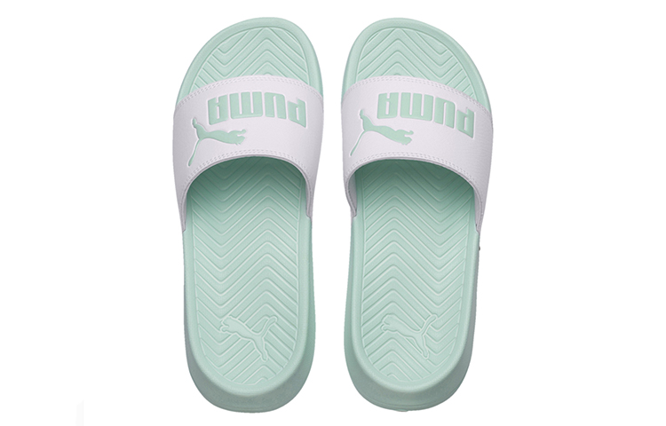 Шлепанцы PUMA Popcat Slide (белый / зеленый) — Белый / зелёный — фото 3