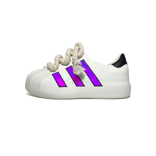 Adidas Originals AdiFOM Superstar Abrasion Resistant Low top Casual Shoes Unisex White Purple