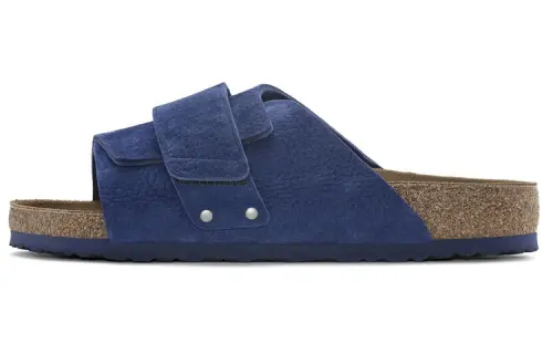 Birkenstock Leather Slide Slippers Men's Indigo Narrow