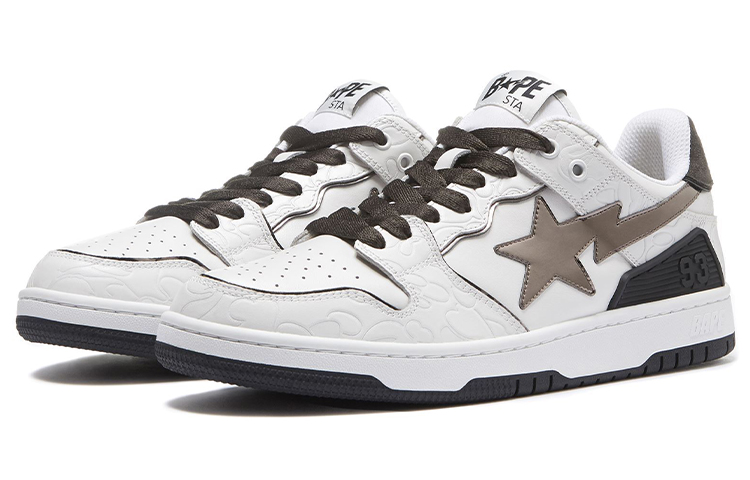 Женские кеды A BATHING APE SK8 STA (бело-черный) — Белый / чёрный — фото 2
