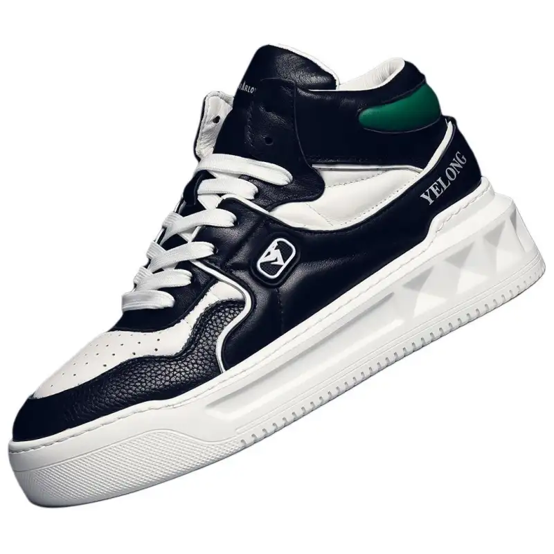 JANE HARLOW Leather Lightweight High top Skateboard Shoes Men's White Black
