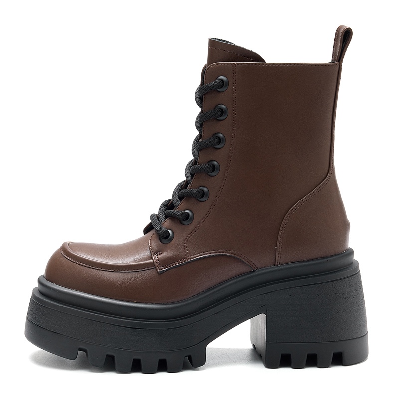 BAIJIHONG Microfiber Leather Short Combat Boots 8cm Women's