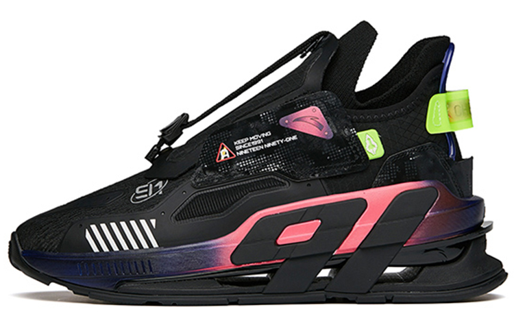 Anta AT91 Ejection Force Technology Slip Resistant Cushioning Abrasion Resistant Low top Running Shoes Black Pink