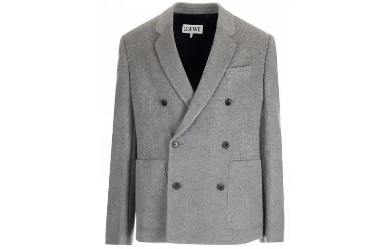 LOEWE Coats Men's Gray Suit Collar Moderate