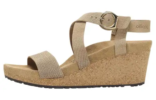 Birkenstock Leather One Strap Sandals 4cm Women's Beige Narrow