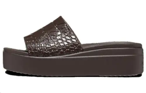 Crocs Brooklyn Croco Shine Slide Sandals 'Espresso' Women's