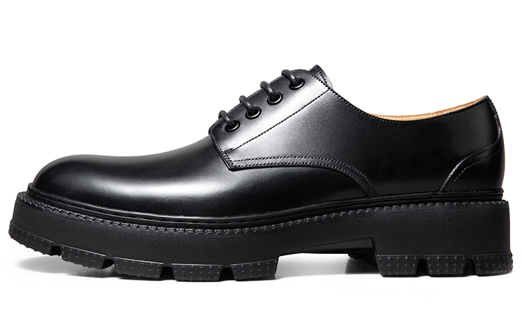 THOM WILLS Business Versatile Calfskin Chunky Derby Shoes Old Money Style Casual Shoes Men's Black