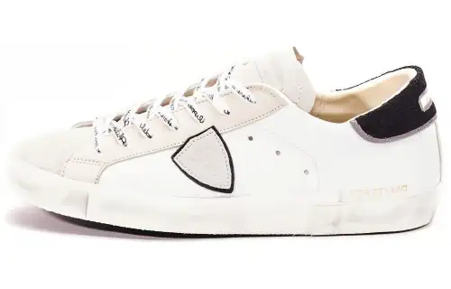 PHILIPPE MODEL Cow Leather Low top Skateboard Shoes Men's White Black