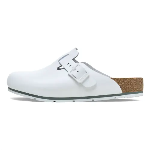 Birkenstock Boston Abrasion Resistant Slip Resistant Abrasion Resistant Slip Resistant Closed Toe Slippers Unisex White
