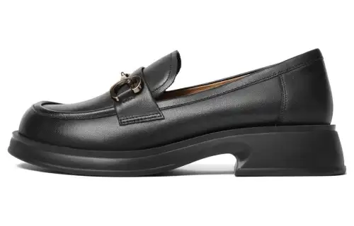 Leather retro universal trend fashionable comfortable white black loafers English style, British style