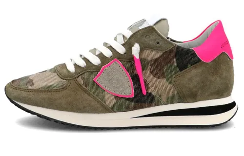 PHILIPPE MODEL Antibes Casual Shoes Women's Low Top Camouflage Pink
