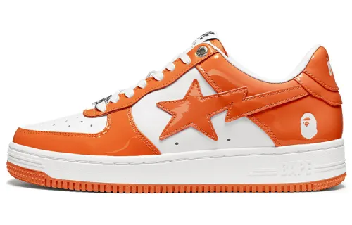 A BATHING APE Low top Stylish Skateboarding Shoes Women's Orange White