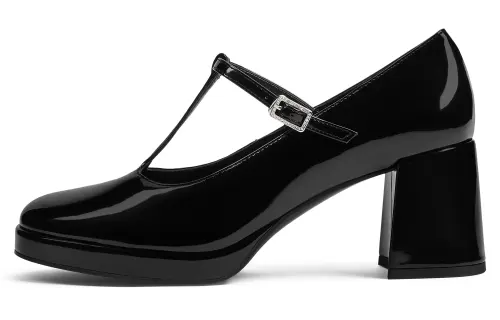 CHARLES&KEITH Small Ck Pu Mary Jane High Heels Chunky Heel Women's