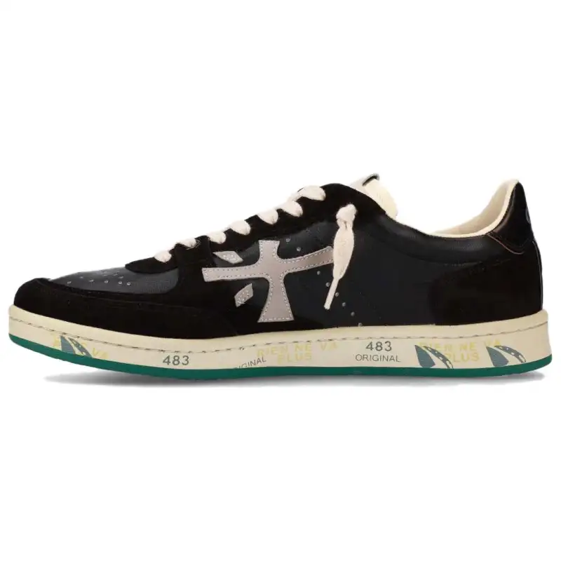 PREMIATA Cow Leather Comfortable Abrasion Resistant Low top Skateboard Shoes Men's Black