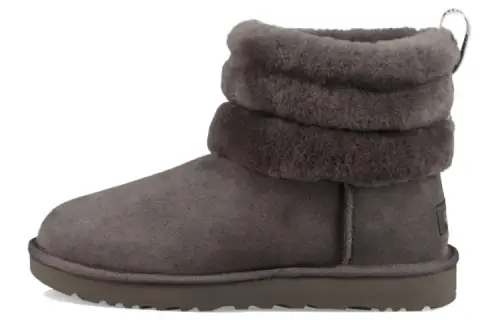 UGG Classic Mini Fluff Quilted Boot Fleece Lined Gray Brown Women's