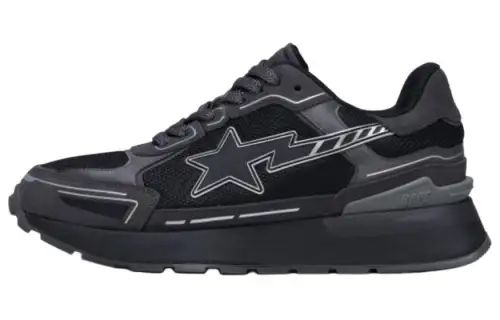 A BATHING APE CROSS STA Leather Low top Casual Shoes Women's