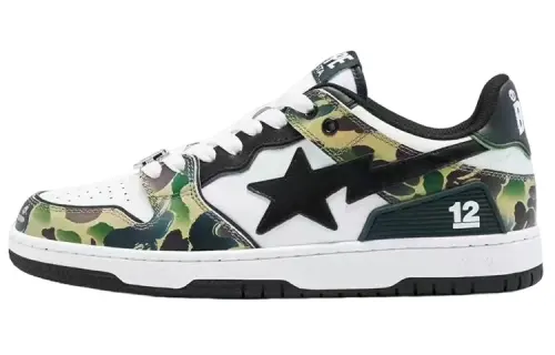 A BATHING APE SK8 China 12th Anniversary Limited Edition Leather Low top Stylish Skateboarding Shoes Women's Camouflage