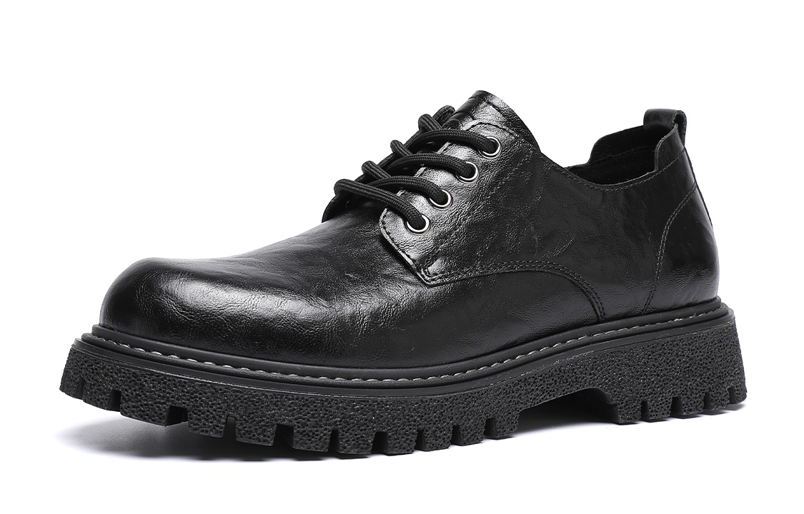 C°BANNER Leather Casual Shoes Men's Black Extra Large Size