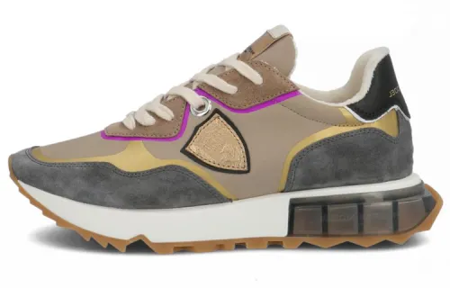 PHILIPPE MODEL Casual Shoes Women's Low Top Gray Brown Pink