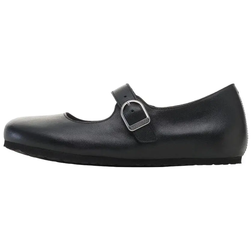 Birkenstock Santa Clarita Leather Flat Mary Jane Shoes Women's Black Narrow