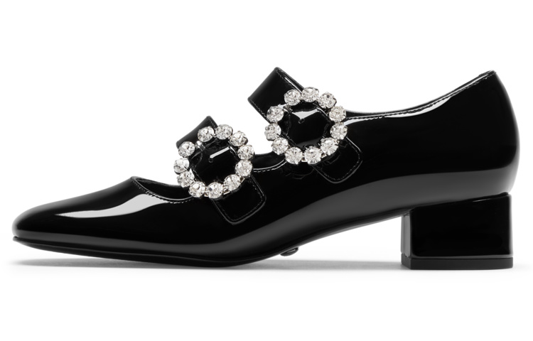 CHARLES&KEITH Cow Leather Fashion Block Heel Mary Jane Shoes Women's