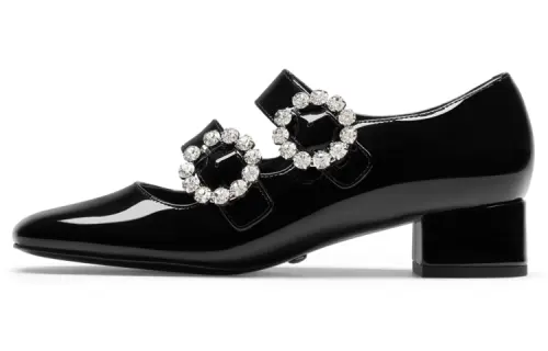 CHARLES&KEITH Cow Leather Fashion Block Heel Mary Jane Shoes Women's