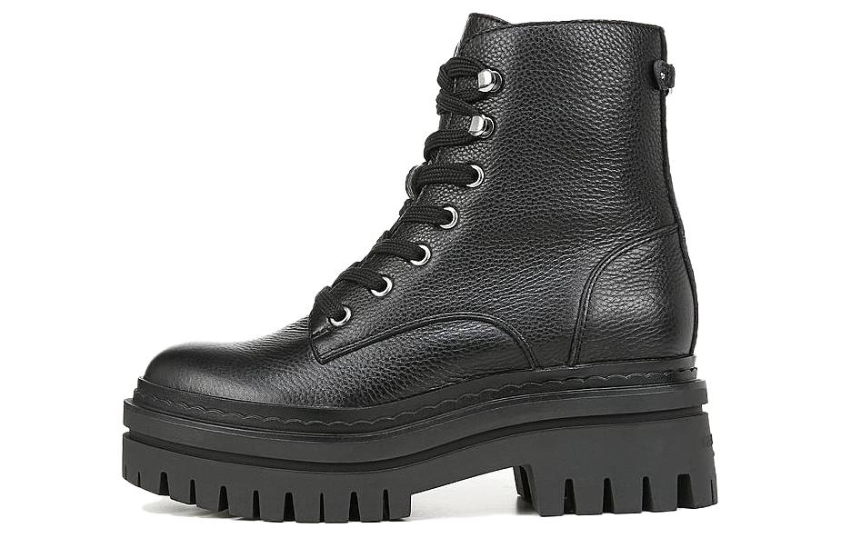 SAM EDELMAN Cow Leather Short Combat Boots Women's Black