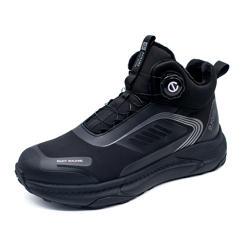 AOLUN Soft And Comfortable Knob Fleece Lined Mid top Mountaineering & Hiking Shoes Men’s Black