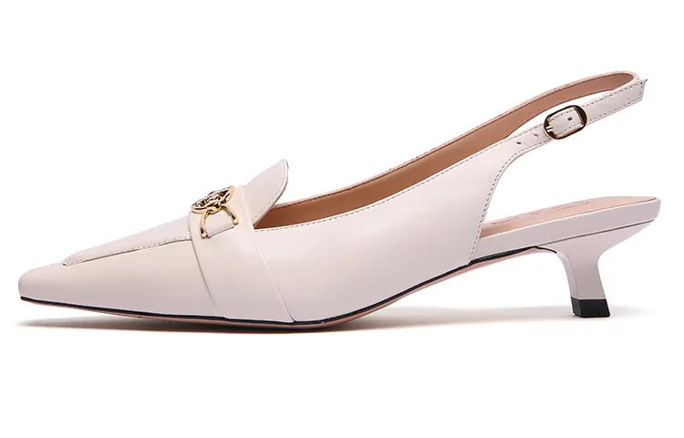 PACO GIL Cow Leather Slim Heel High Heels 3.5cm Women's White