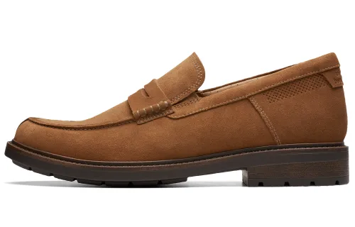 Clarks Yoyo Xire Collection Cow Split Leather Loafers Men's Brown