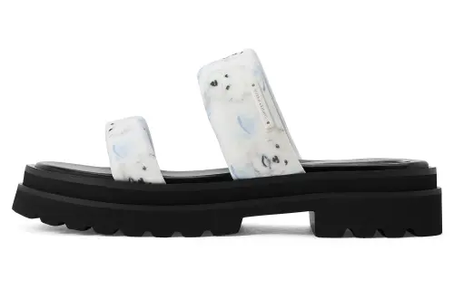 CHARLES&KEITH EVA Slide Slippers 4.2cm Women's Taupe/Light Blue Light Blue/Black