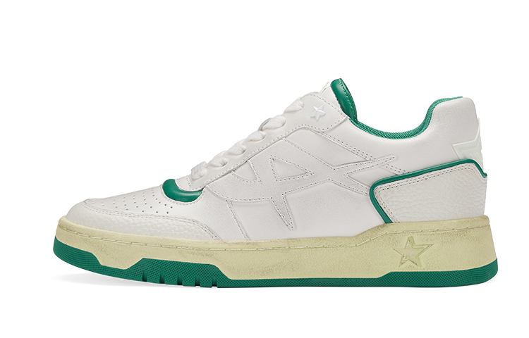 ASH BLAKE Collection Cow Leather Low top Skateboard Shoes Unisex White Green