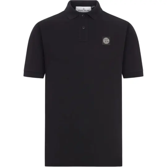 STONE ISLAND однотонная мужская рубашка-поло с короткими рукавами и пуговицами с логотипом