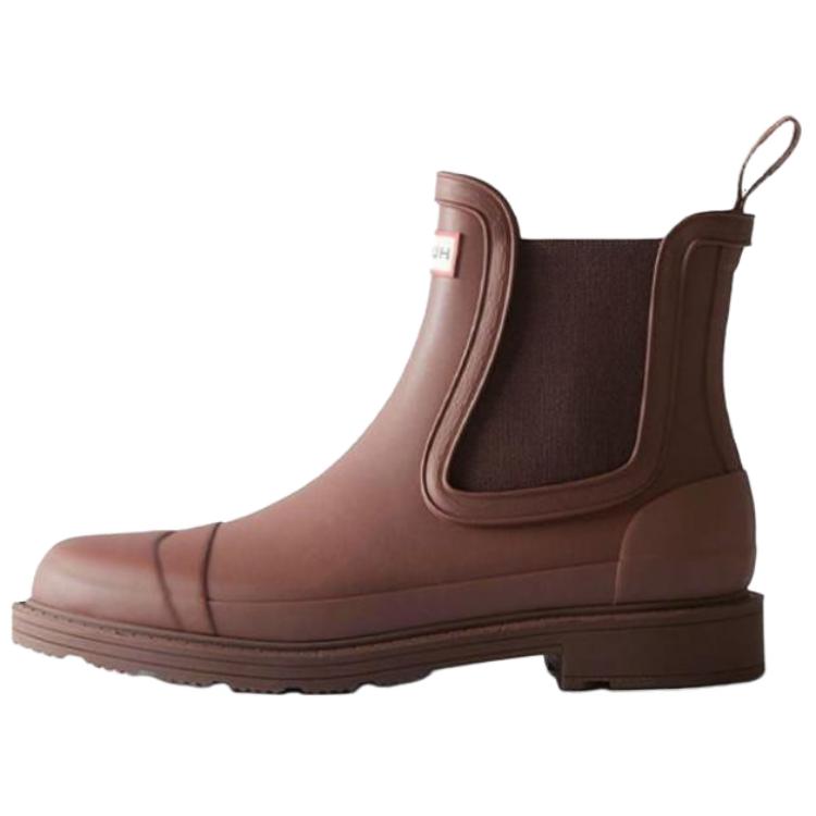 HUNTER Comfortable Crew Chelsea Boots Women's Coffee Brown