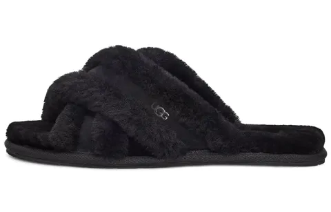 UGG Fleece Lined Thermal Mules Slide Slippers Women's Black