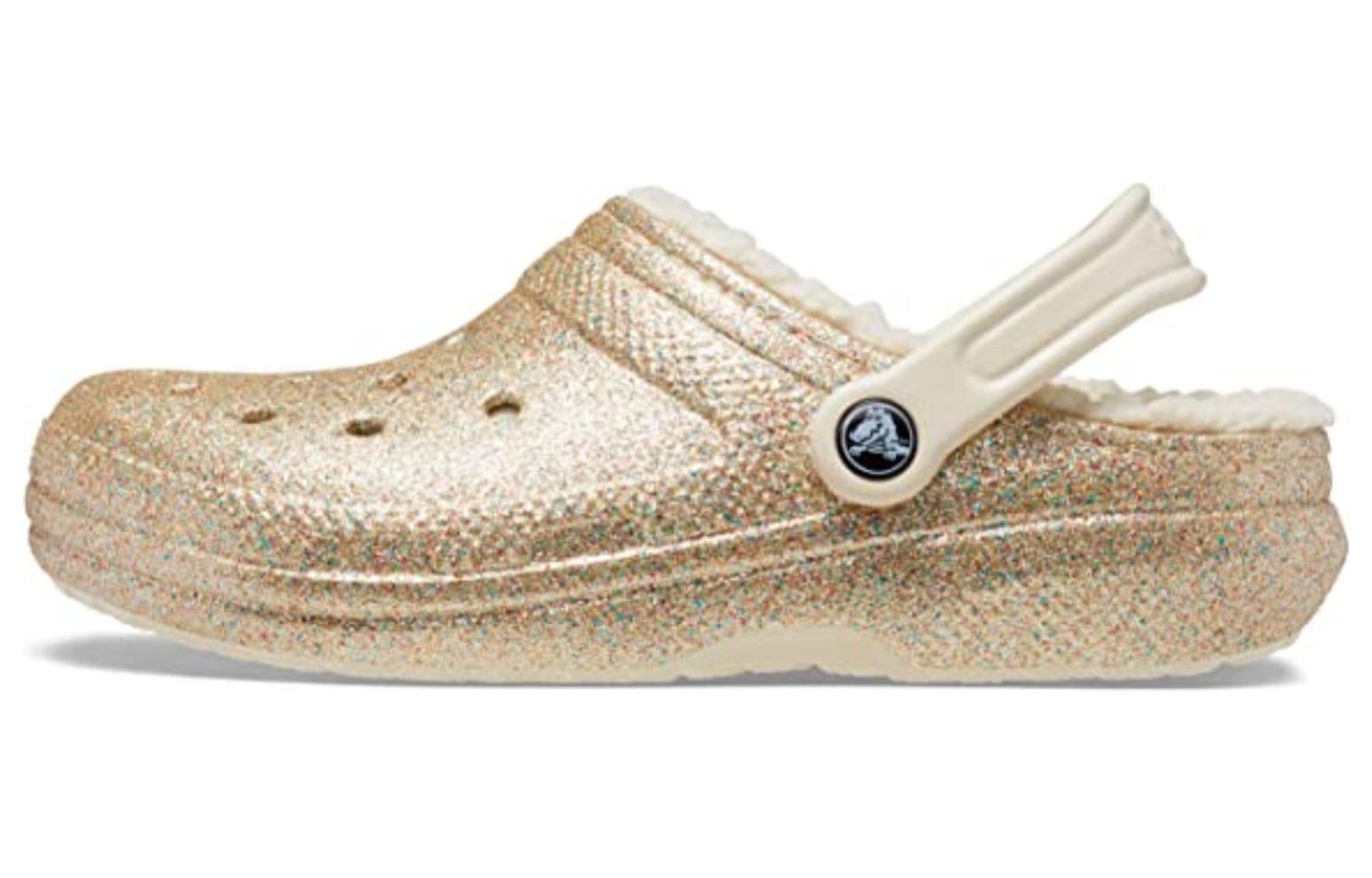 Crocs Classic Glitter Lined Clogs 'Gold'