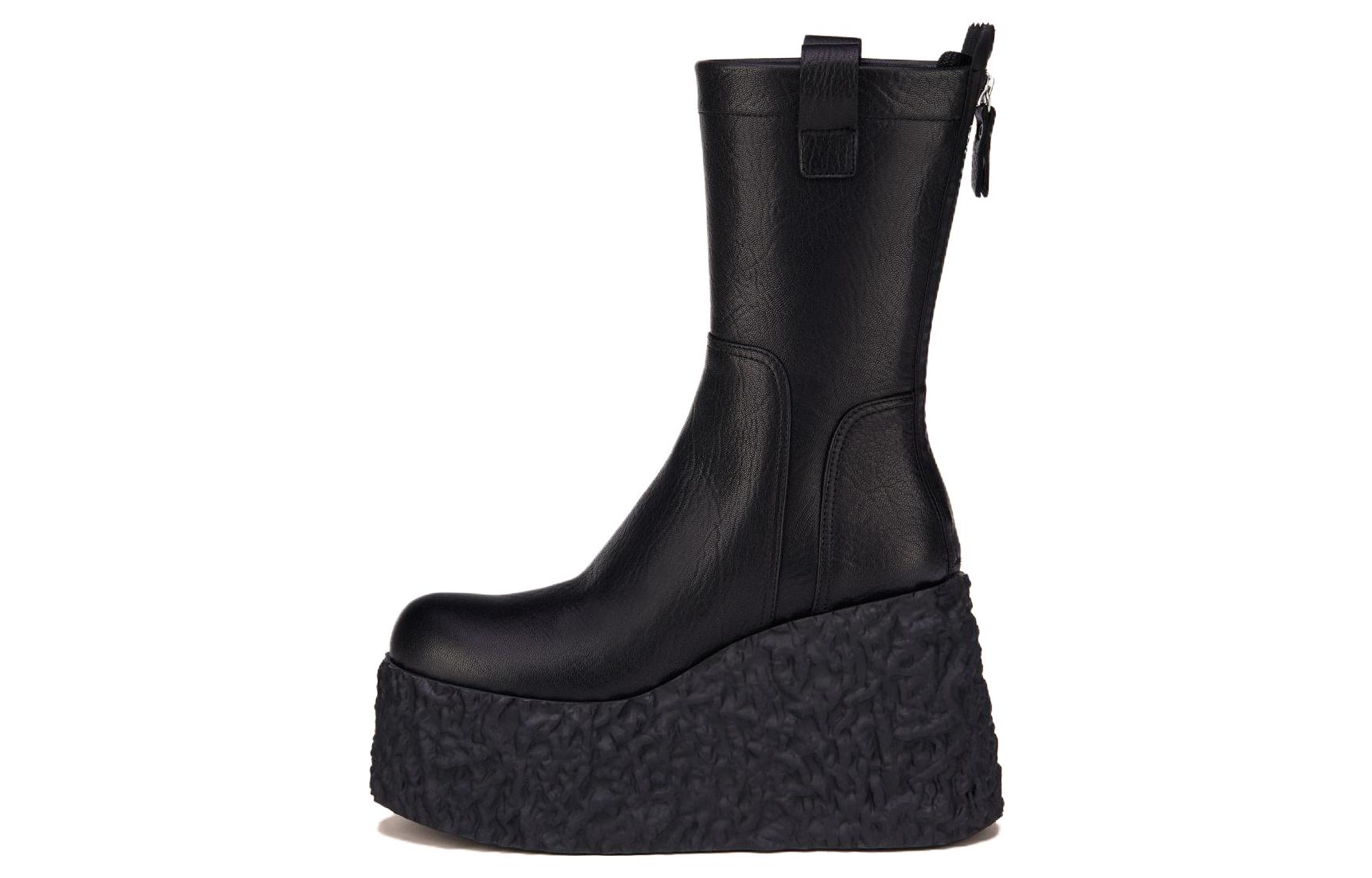 AGL Leather Ankle Boots 12cm Women's Black