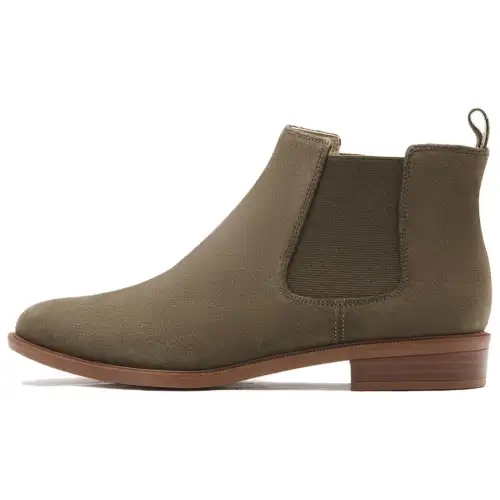 Clarks Cow Split Leather Short Chelsea Boots 2.5cm Women's Green