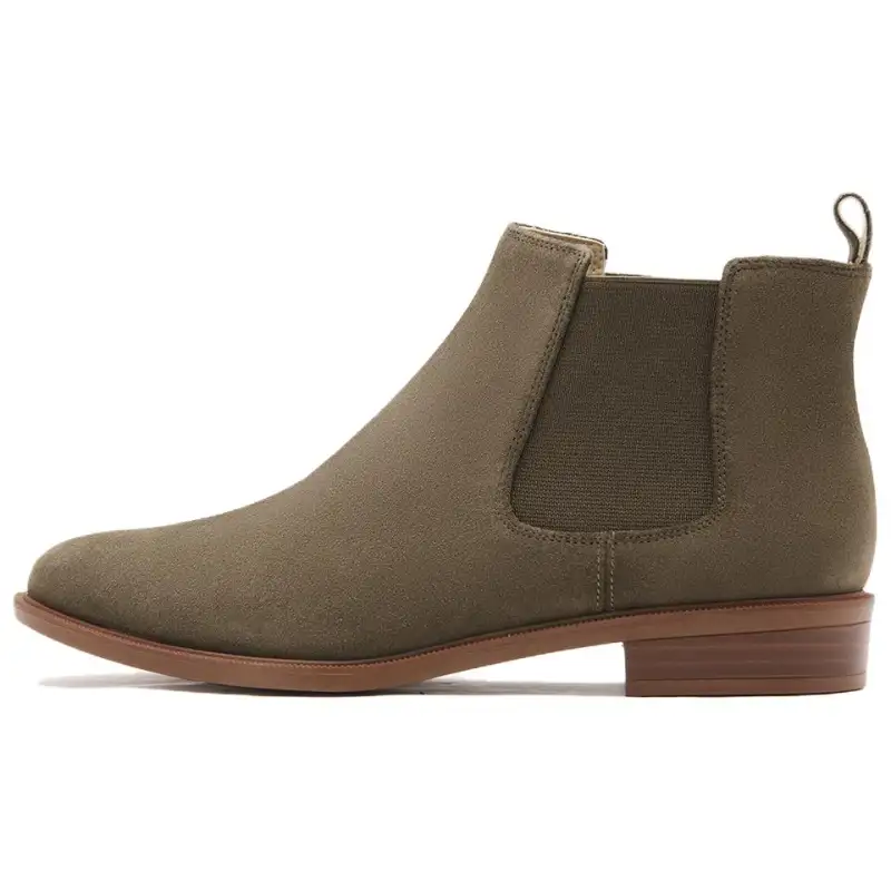 Clarks Cow Split Leather Short Chelsea Boots 2.5cm Women's Green