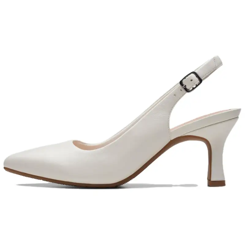 Clarks Leather Slim Heel High Heels 7cm Women's White