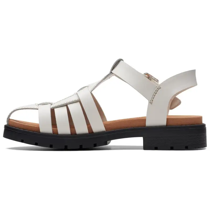 Clarks Cow Leather Roman Sandals 2cm Women's White