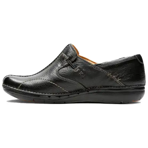 Clarks Un Loop Leather Button Decoration Casual Shoes Women's Black